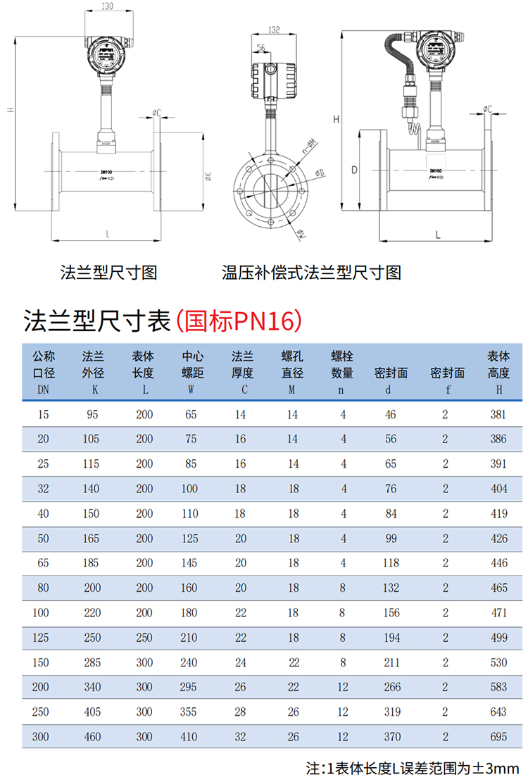 暖氣流量計(jì)法蘭式尺寸圖